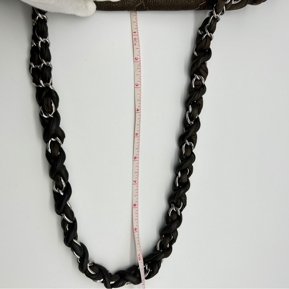 Chanel wild whipstitch flap bag grey suede silver hardware with card - Picture 7 of 16